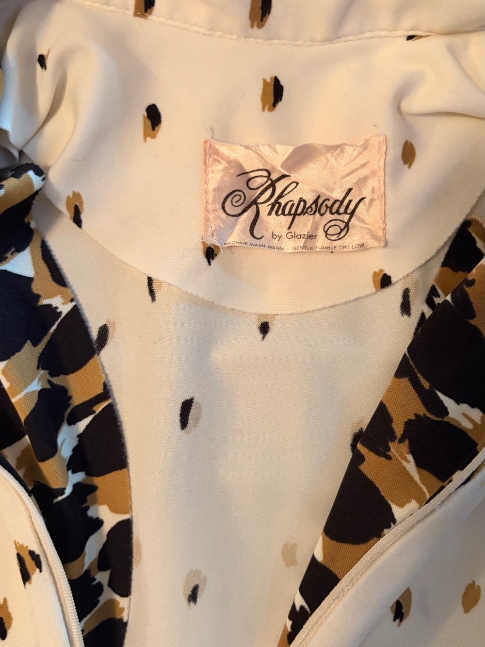 Vintage 60s 70s Rhapsody by Glazier Leopard Maxi Hostess Gown Zip Front - Picture 5 of 10